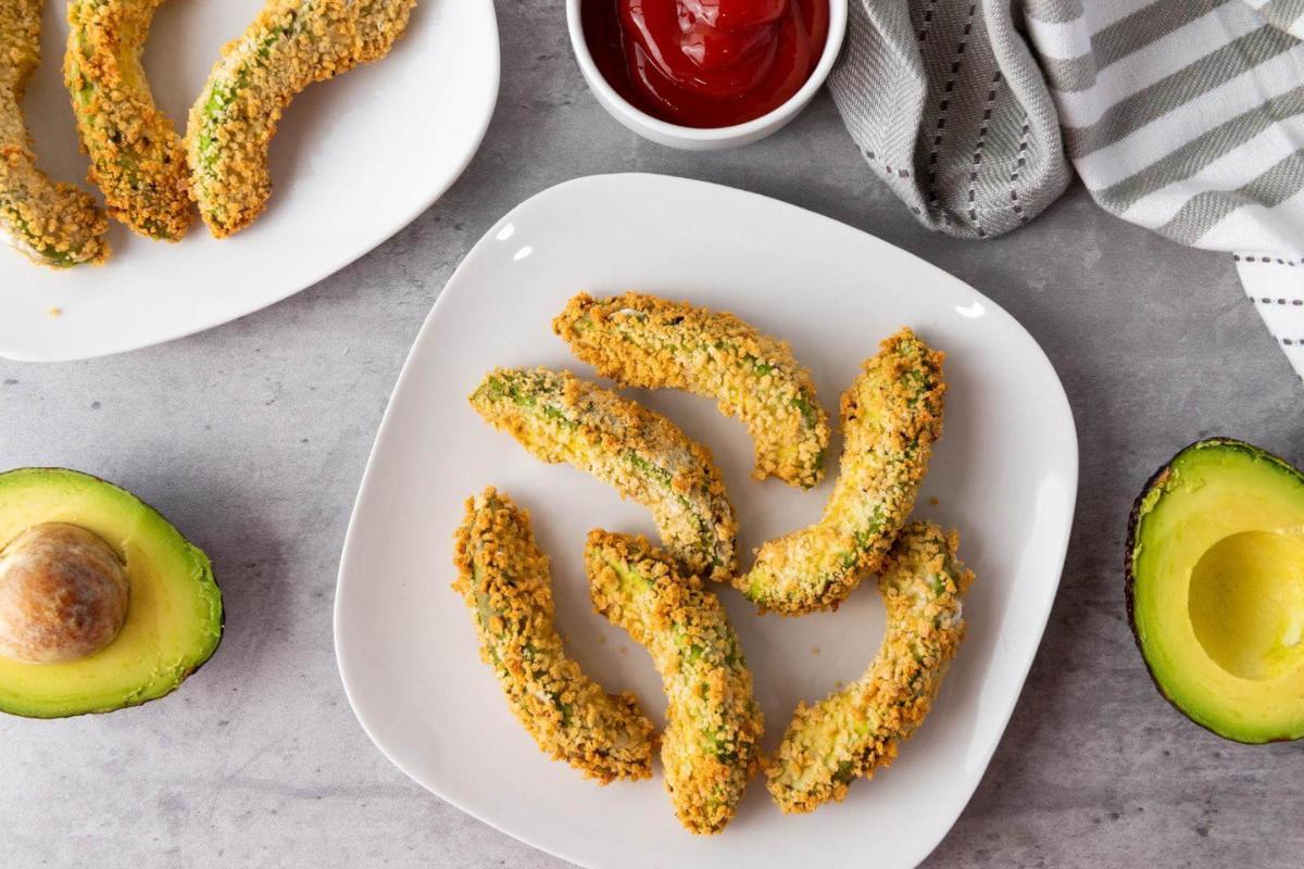 Creamy avocado slices coated in crumbs and air-fried until crisp.