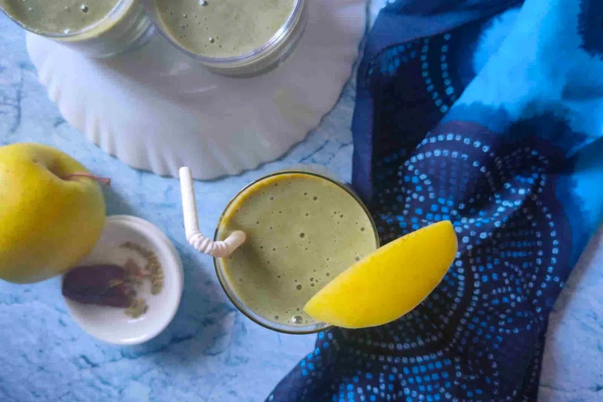 Green Apple Smoothie overhead view.