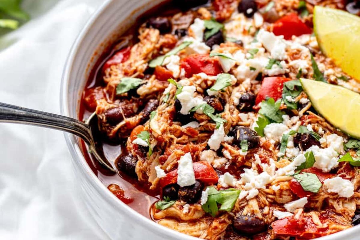 Slow Cooker Buffalo Chicken Chili served in a bowl.