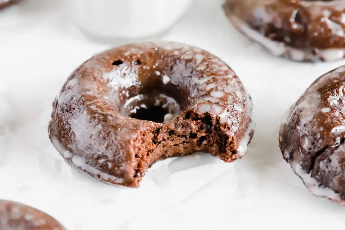 Chocolate Glazed Donuts close up look.