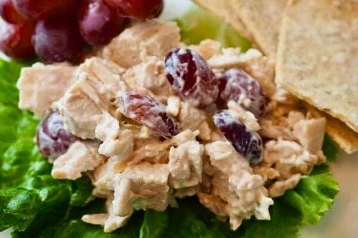 Chicken Salad with Grapes close up look.