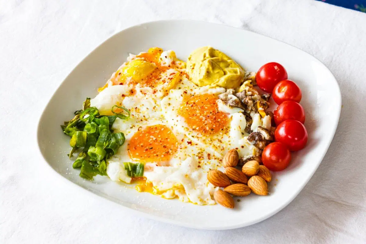 Fried Eggs for Breakfast served on a plate.