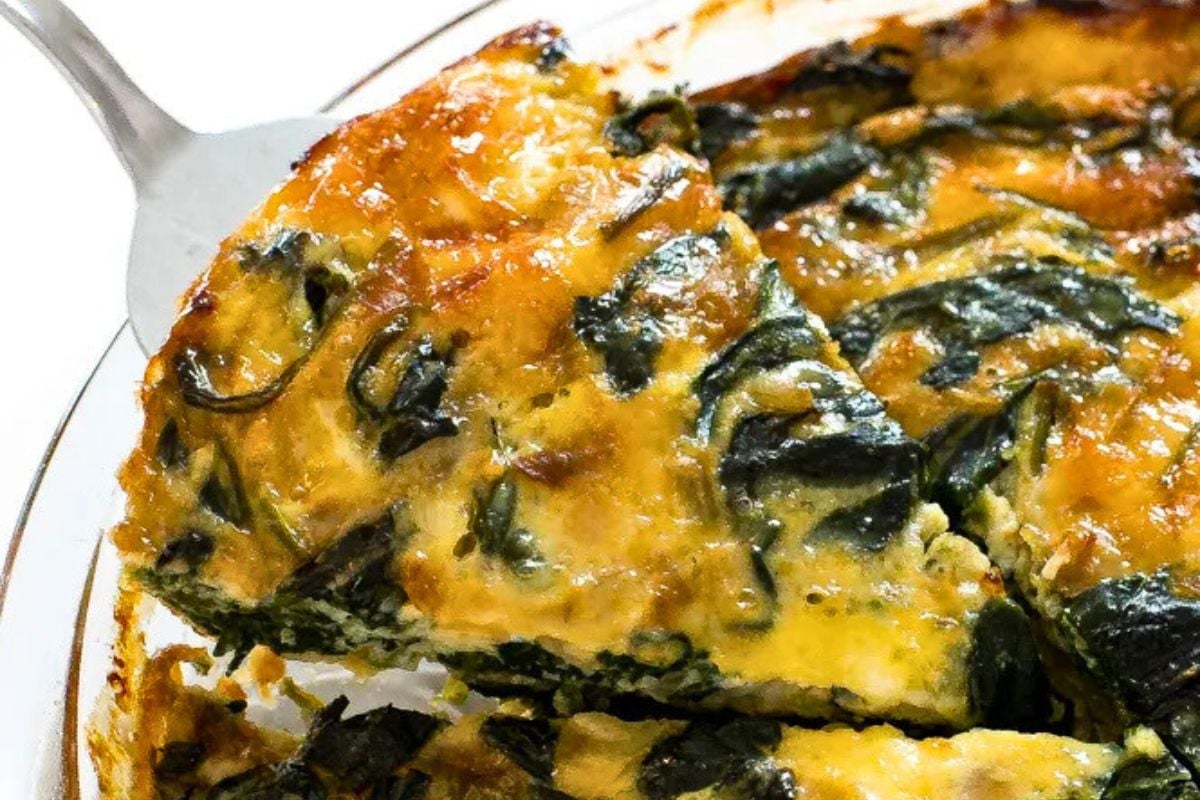 Crustless Spinach Quiche close up look.