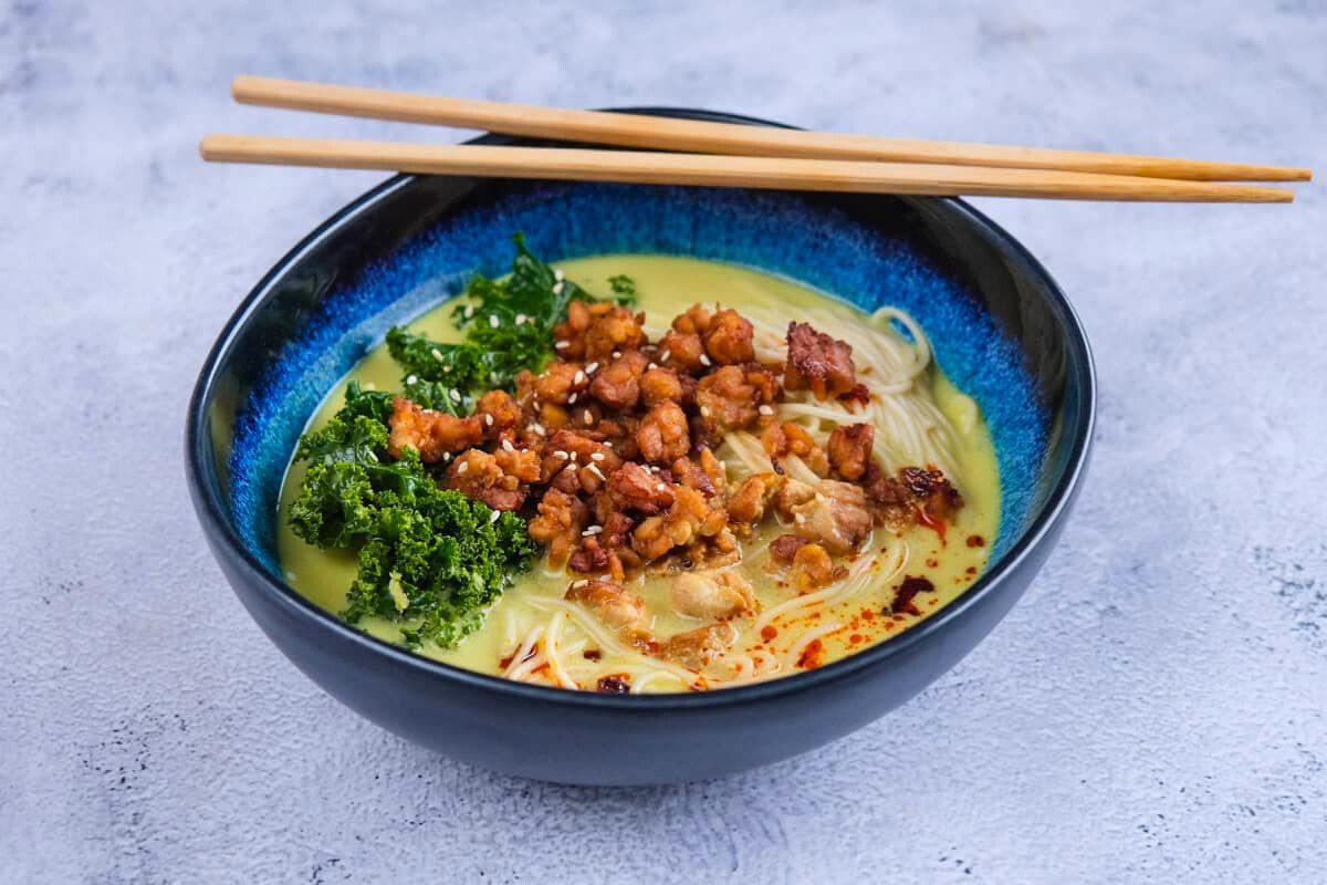Air fryer Tempeh Topping close up look.