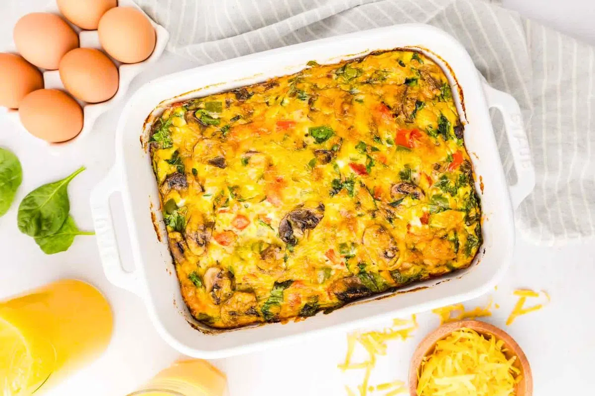 Veggie Breakfast Casserole in a baking dish.