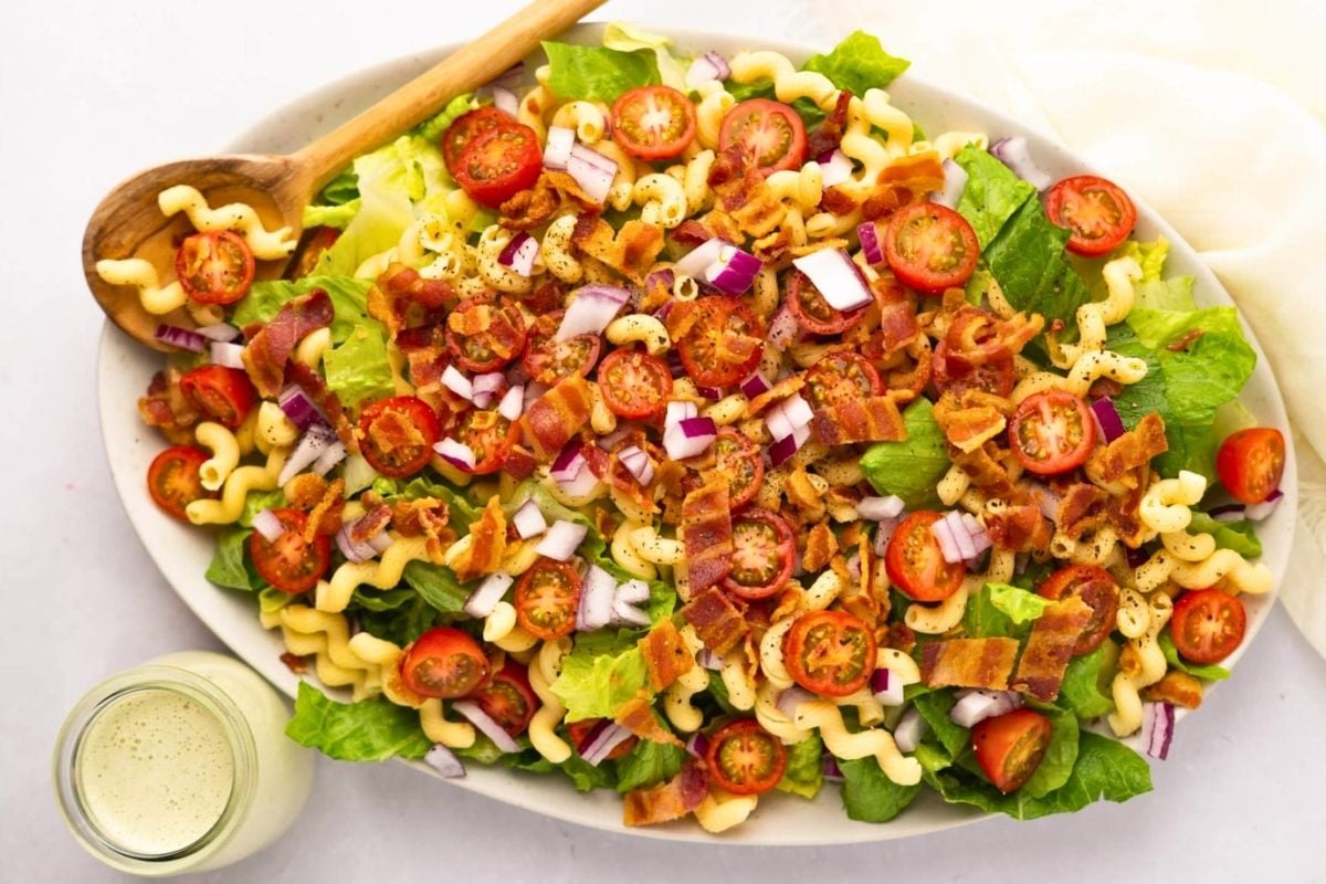 Banza Pasta Salad overhead view.