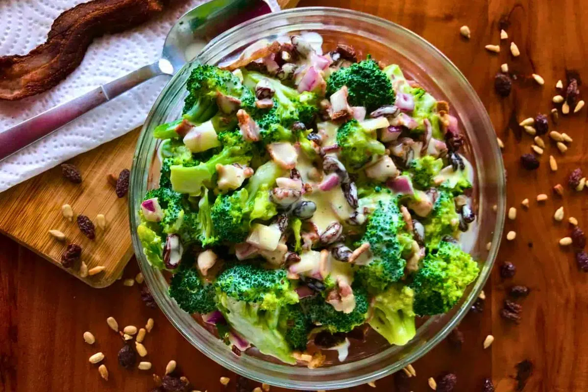 Paleo Broccoli Salad in a bowl.