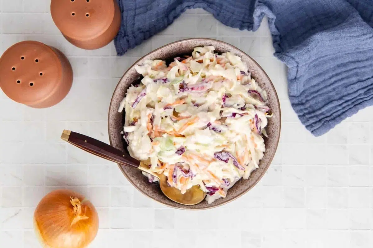 Coleslaw for Pulled Pork overhead view.