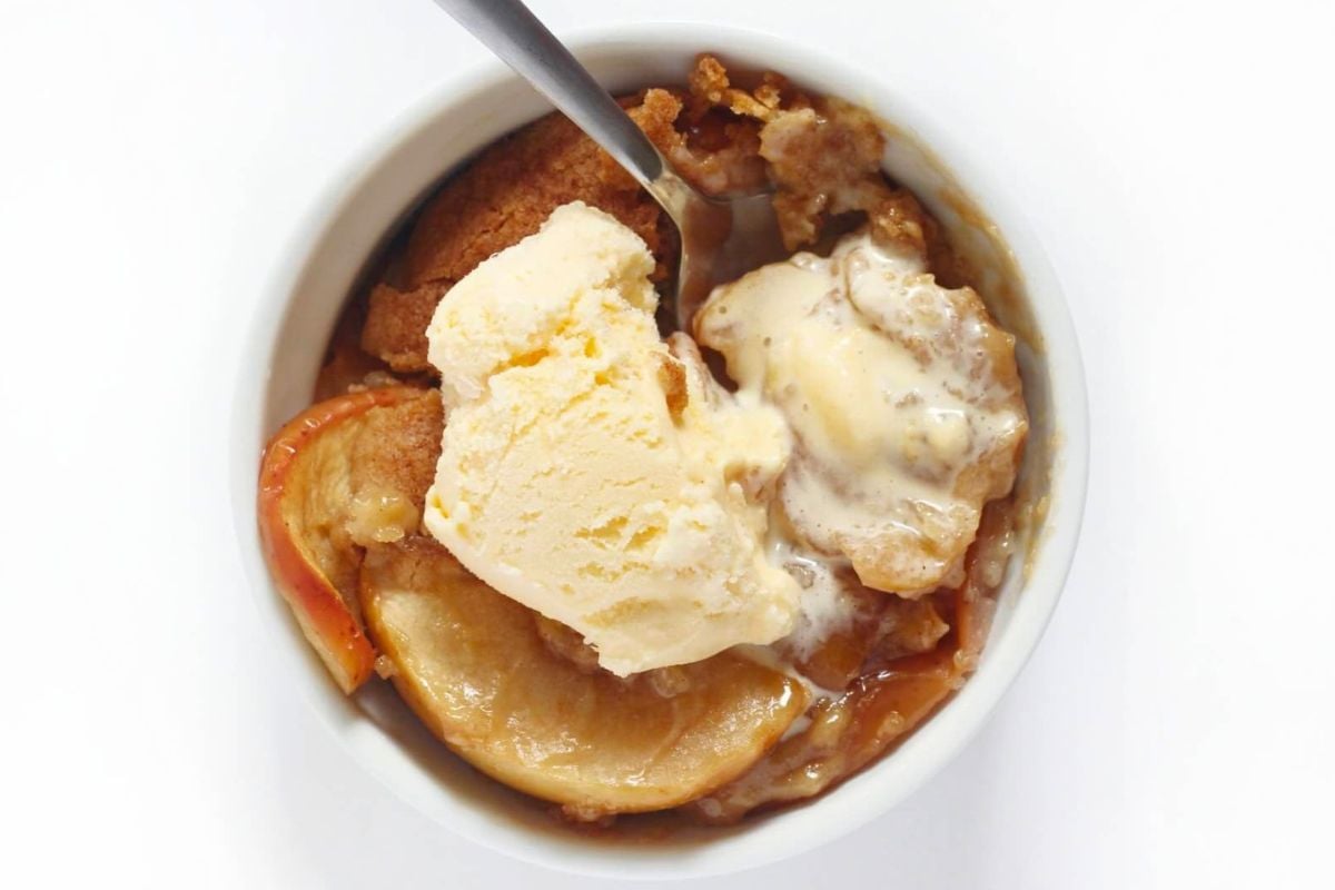 Apple Cobbler in a bowl.