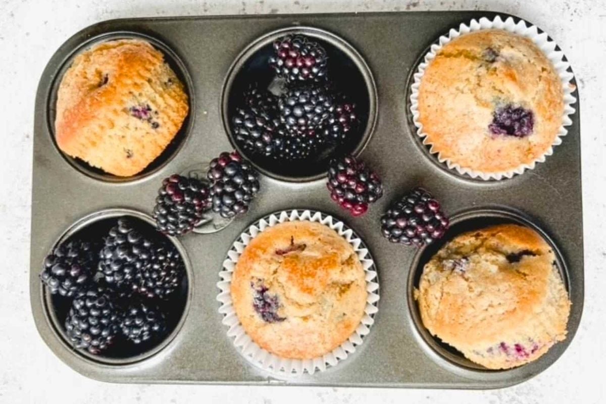 Blackberry Muffins overhead view.