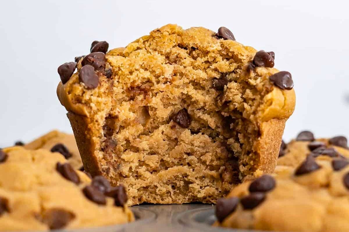 Chocolate Chip Muffins close up look.