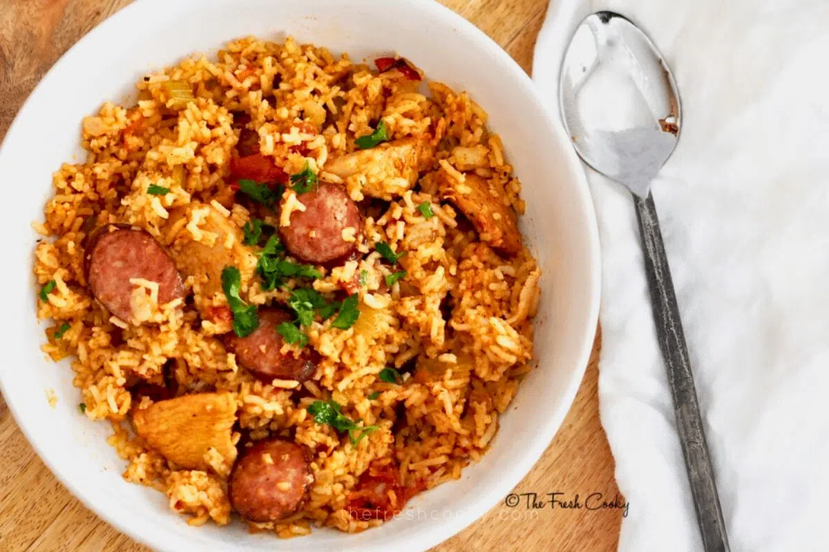 Instant Pot Jambalaya overhead view.