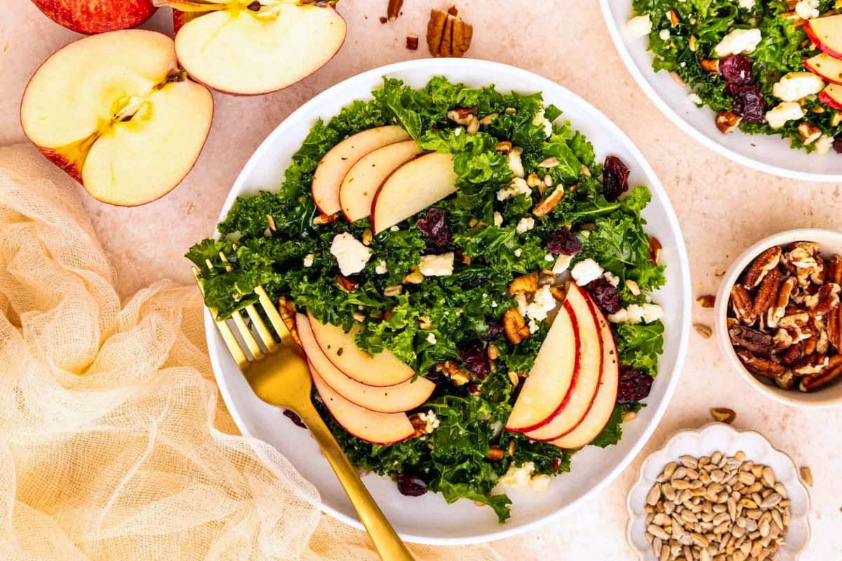 Kale Apple Salad overhead view.