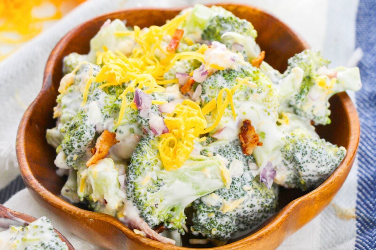 Keto Broccoli Salad in a bowl.
