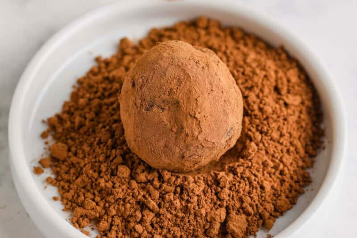 Keto Chocolate Truffle Balls close up look.