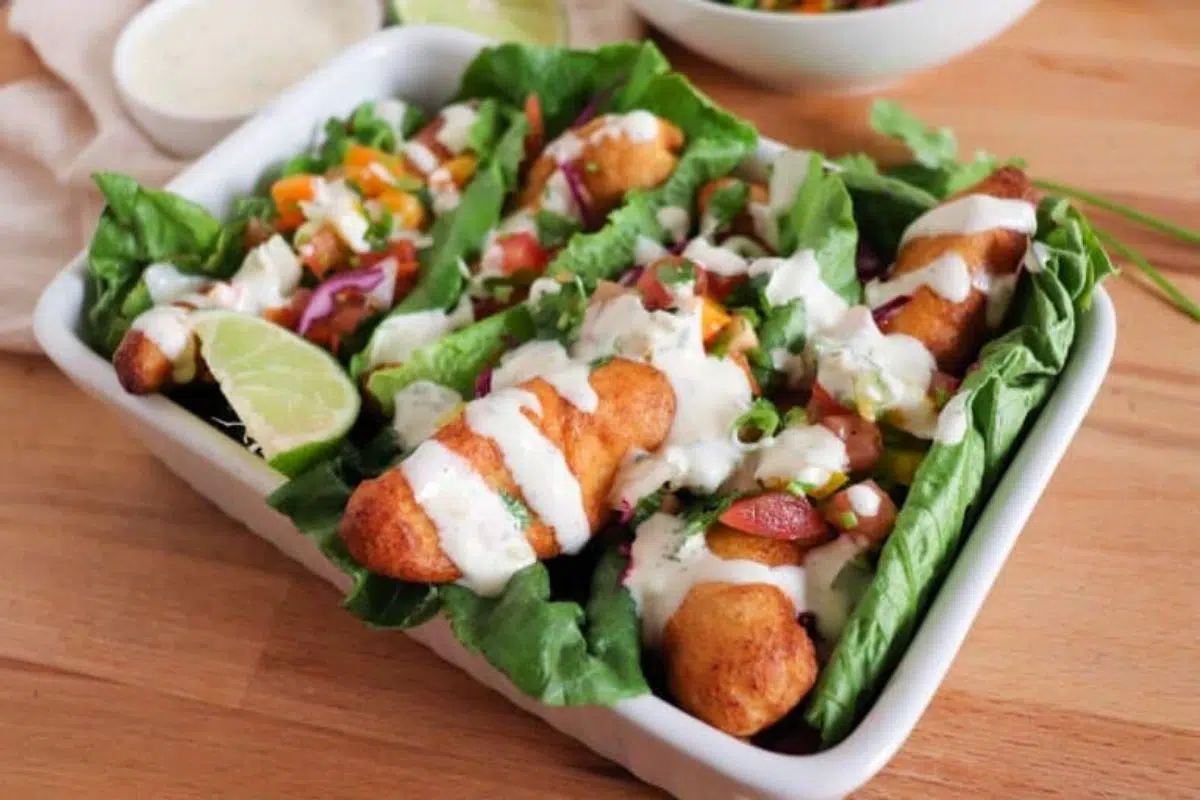 Keto Fish Taco in a dish.
