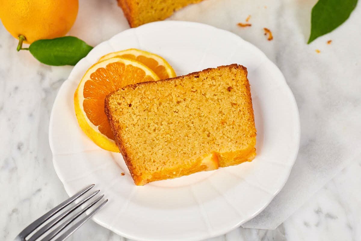 Keto Orange Cake on a plate.