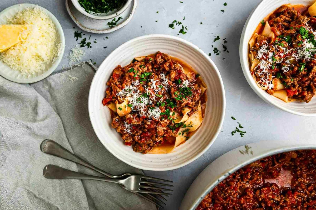 Lamb Mince Ragu overhead view.
