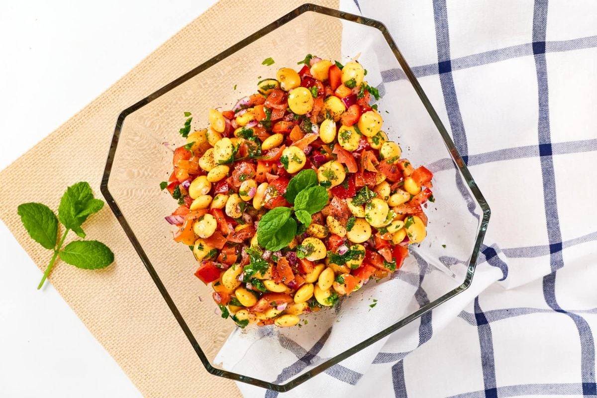 Lupini Bean Salad overhead view.