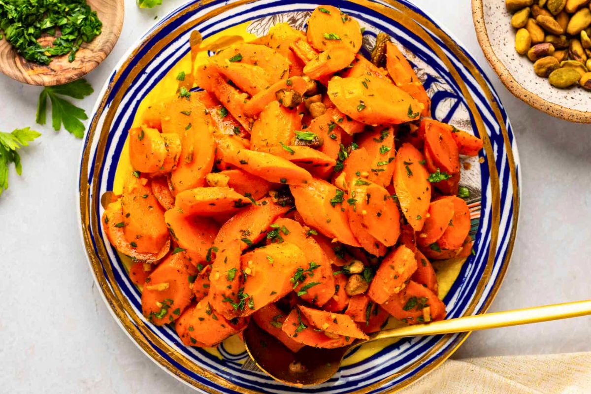 Moroccan Carrot Salad overhead view.