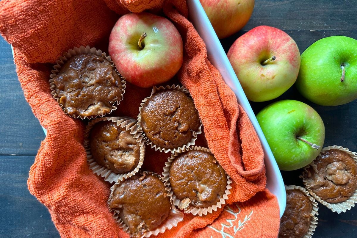 Apple Muffins overhead view.