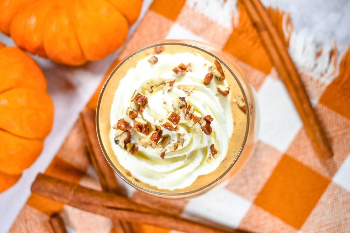 Pumpkin Smoothie overhead view.