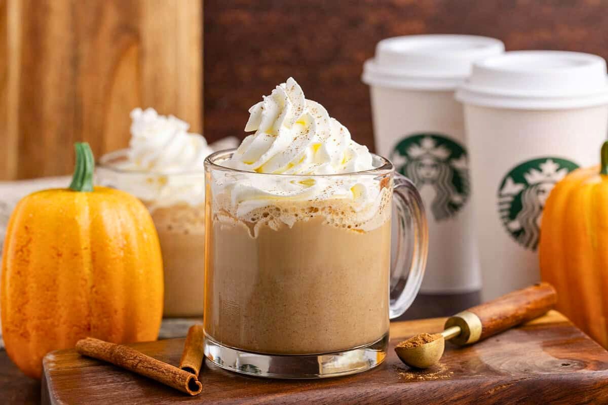 Starbucks Pumpkin Spice Latte in a mug.