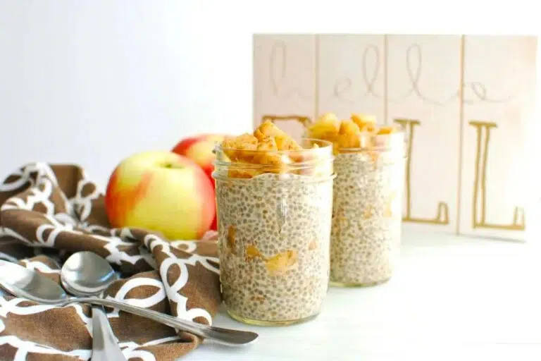 Apple Pie Chia Pudding in jars.