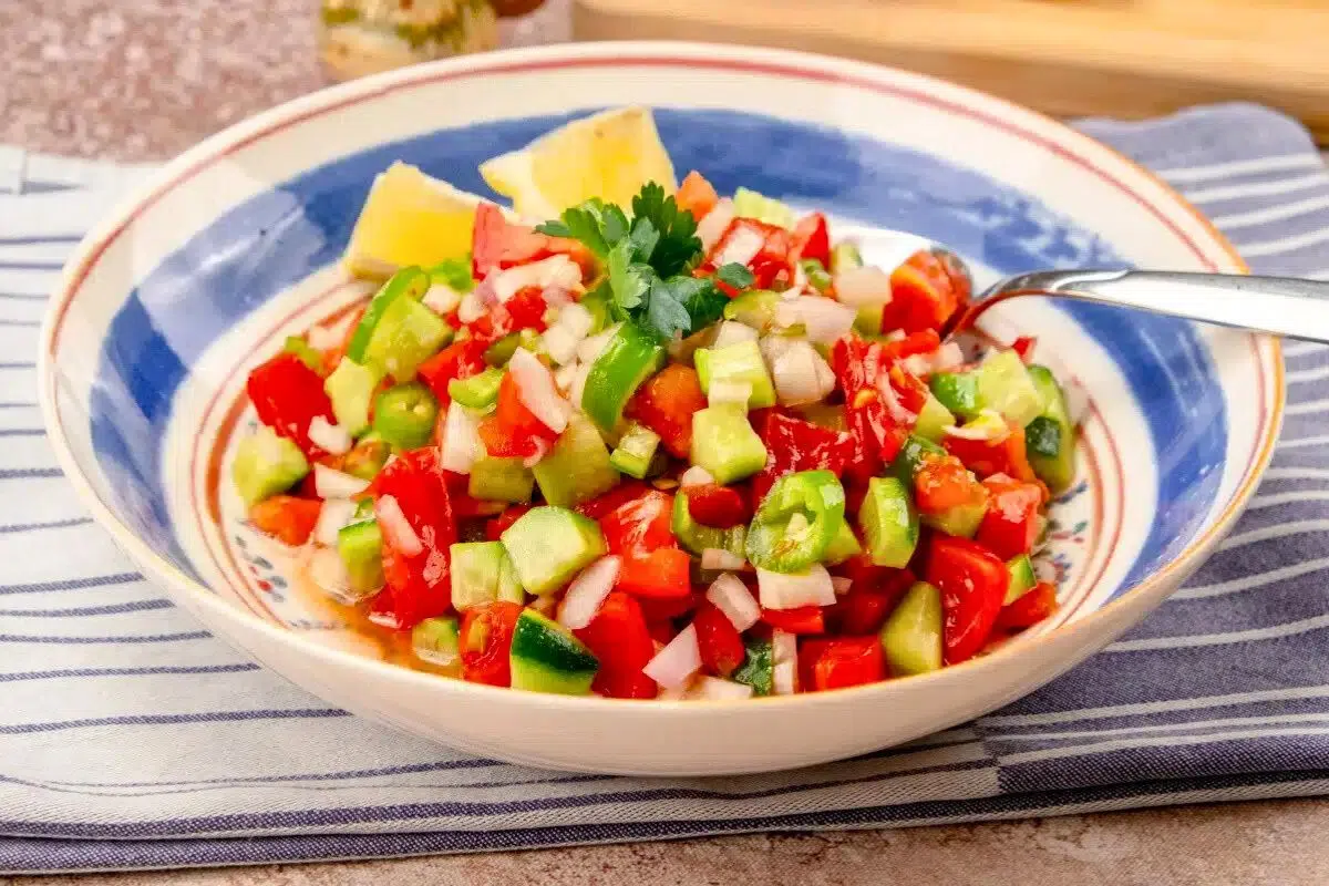 Turkish Sheperd’s Salad in a bowl.