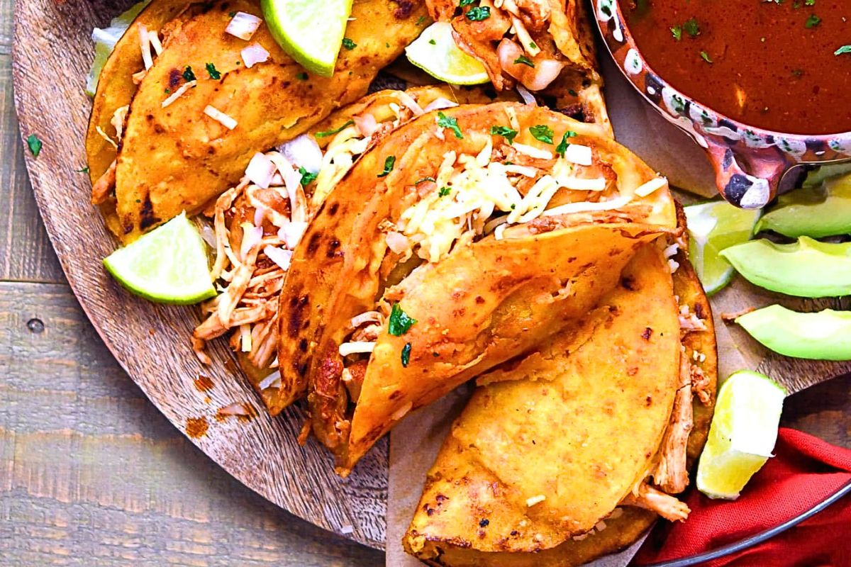 Chicken Birria Tacos close up look.