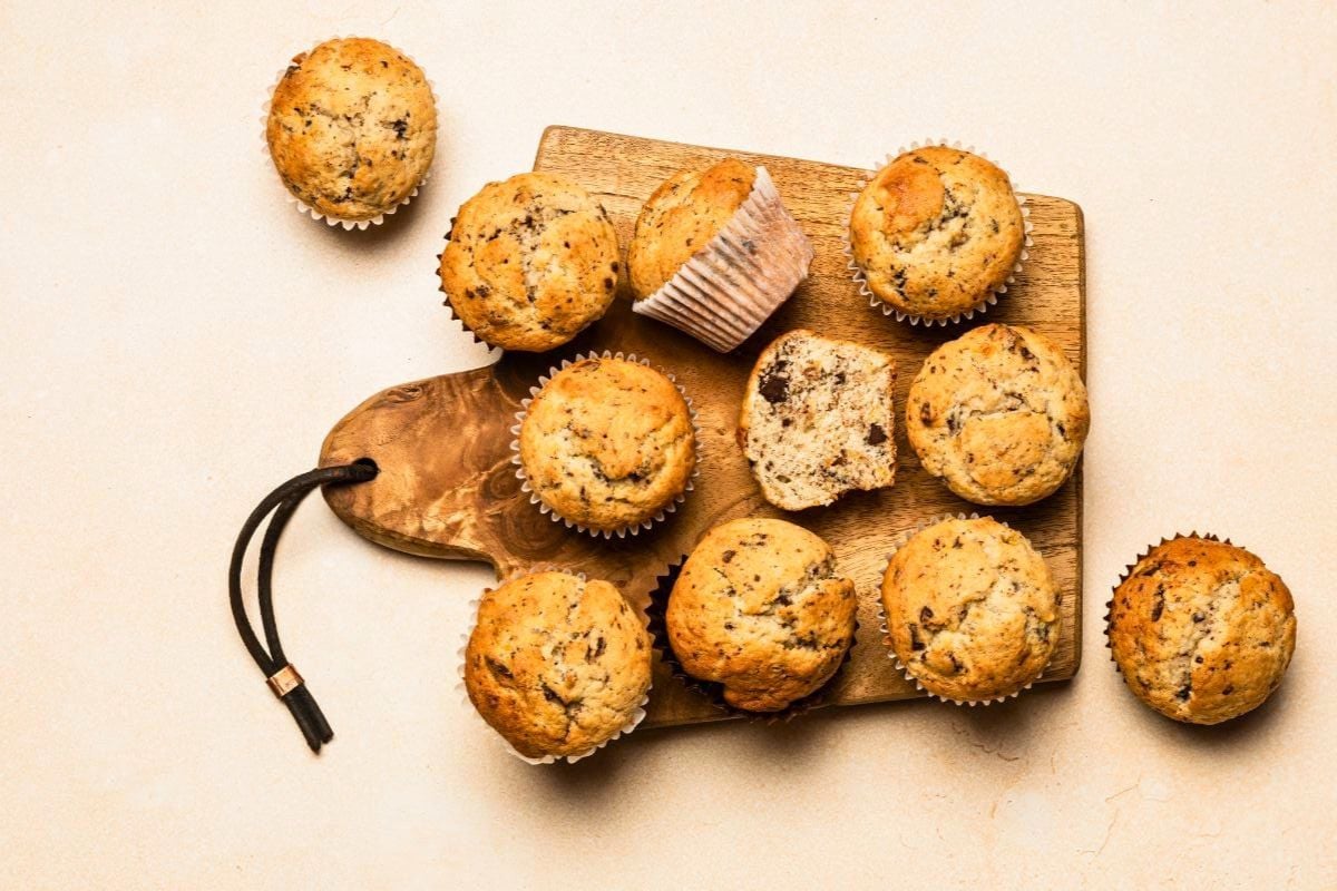 Almond Flour Banana Muffins overhead view.