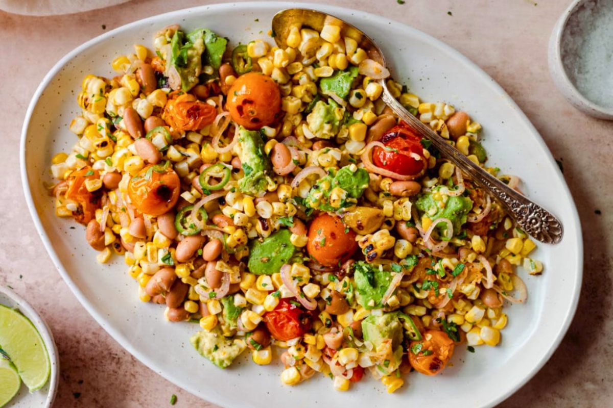 Grilled Corn Salad overhead view.