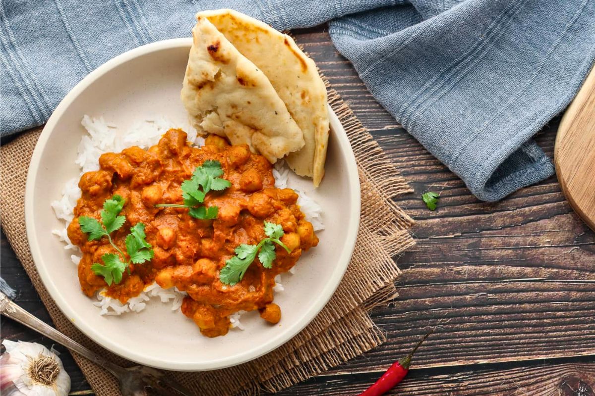 Indian Pumpkin Butter Chickpeas overhead view.