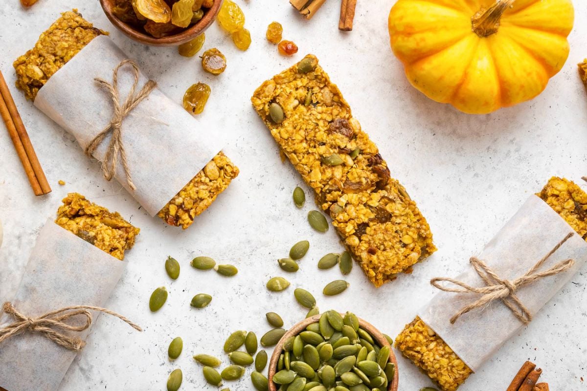 Pumpkin Granola Bars overhead view.