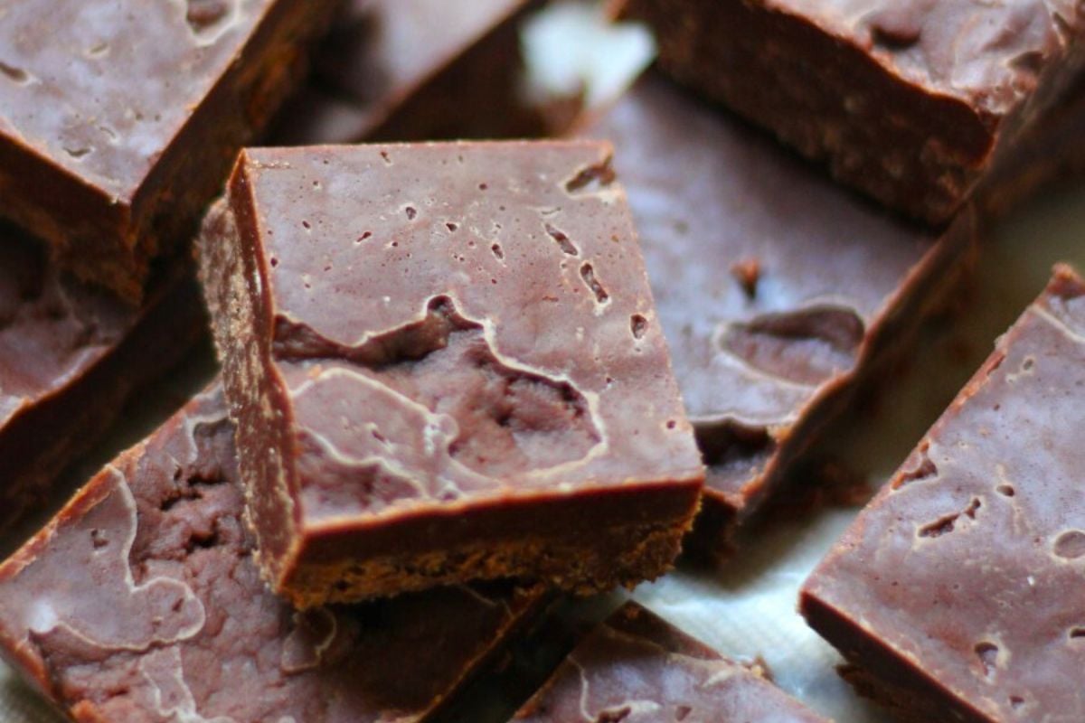 Maple Tahini Freezer Fudge close up look.