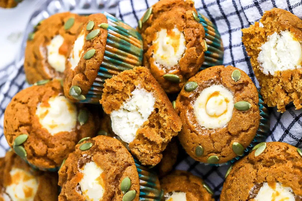 Starbucks Pumpkin Cream Cheese Muffins overhead view.