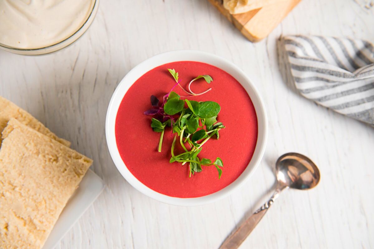 Beetroot Soup in a bowl.