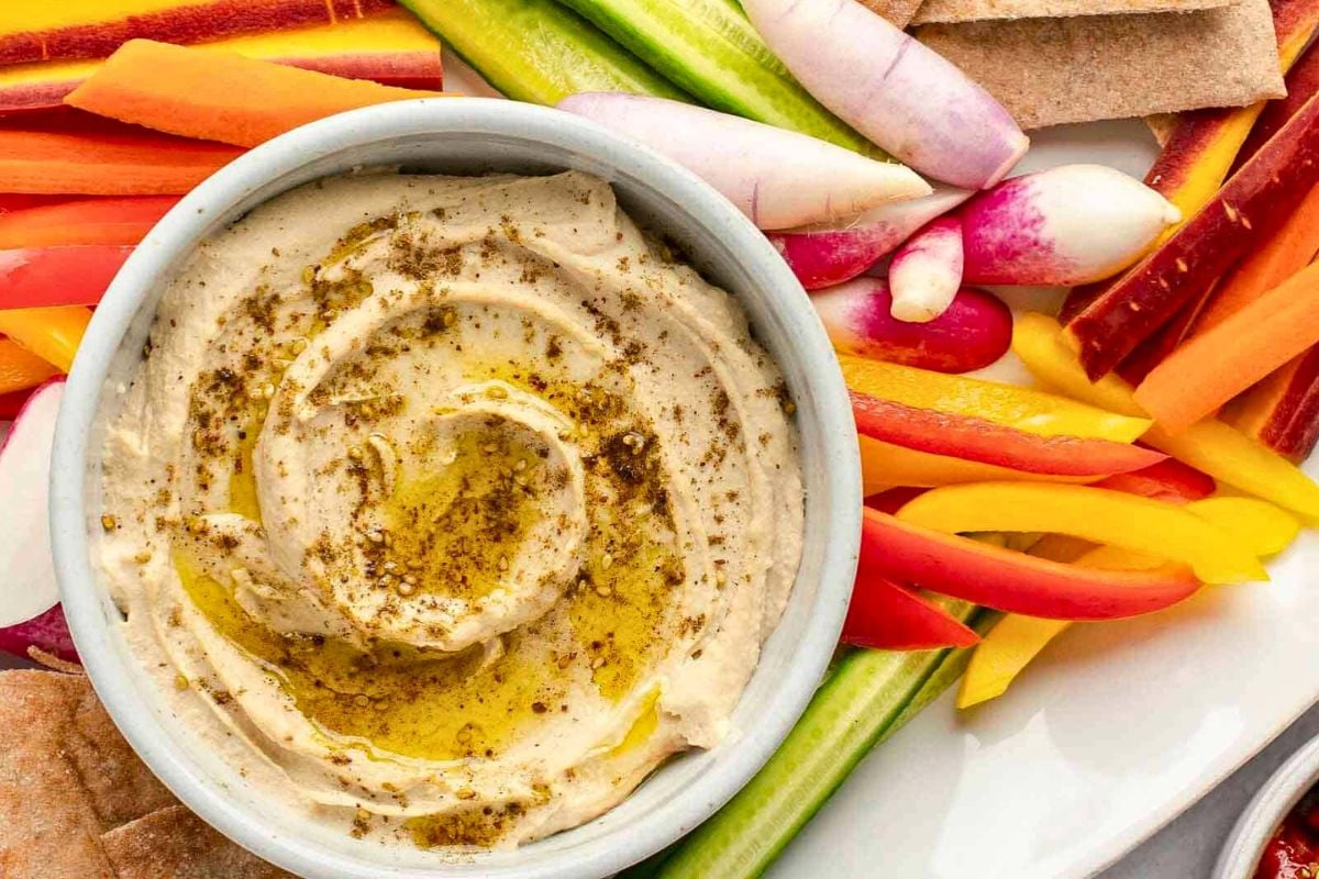 Homemade Hummus in a bowl.