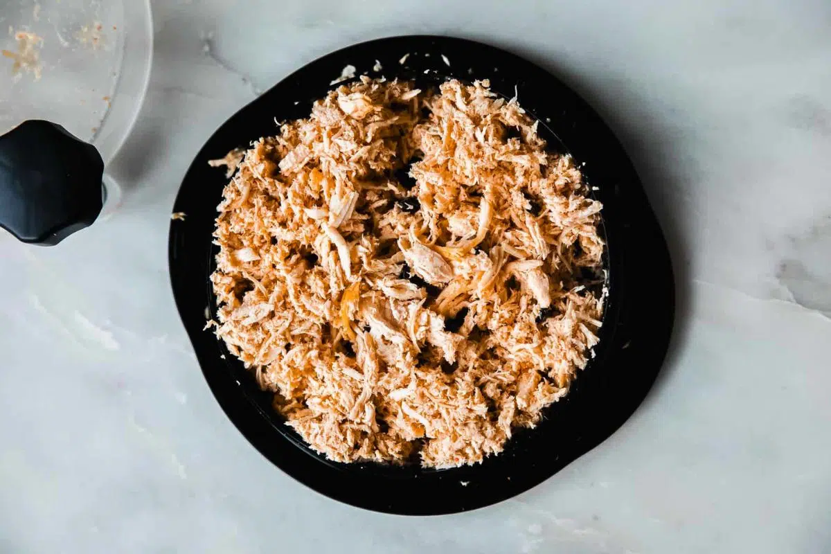 Instant Pot Pulled Chicken overhead view.