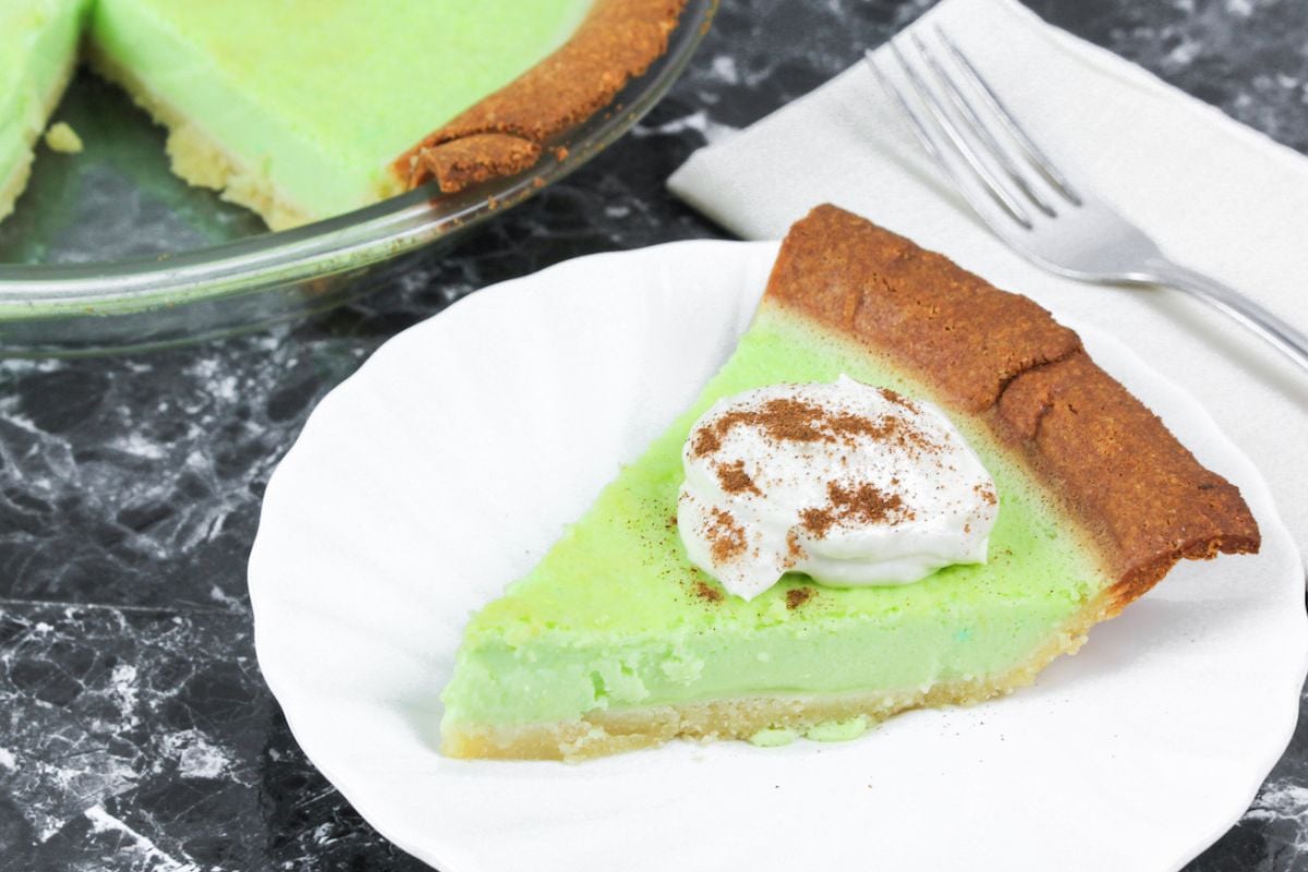 Keto Key Lime Pie on a plate.