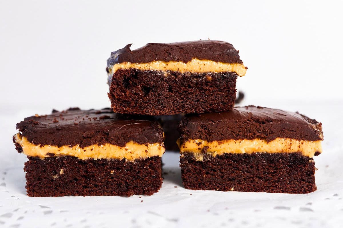 Keto Peanut Butter Brownies close up look.