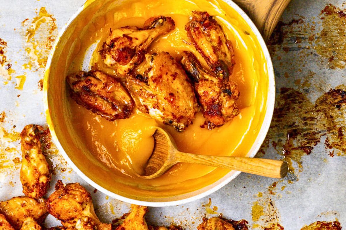 Mango Habanero Wings overhead view.