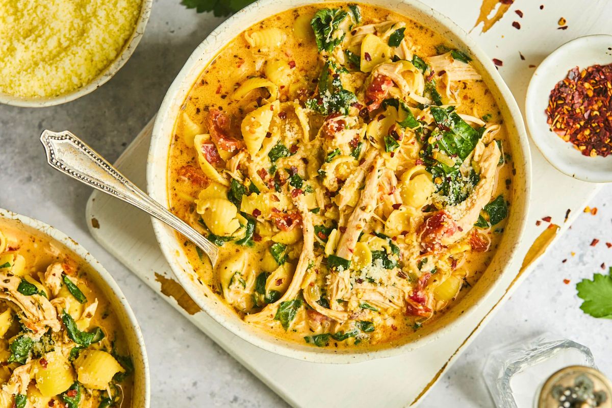 Marry Me Chicken Soup overhead view.