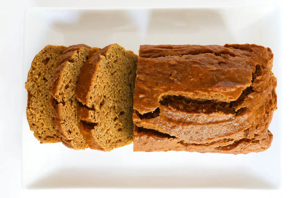 Pumpkin Banana Bread overhead view.