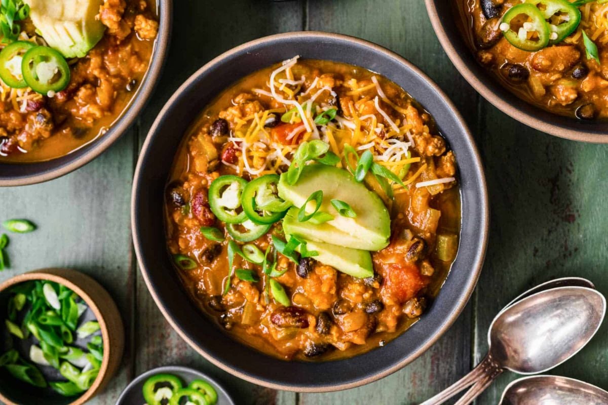 Turkey Pumpkin Chili in a bowl.