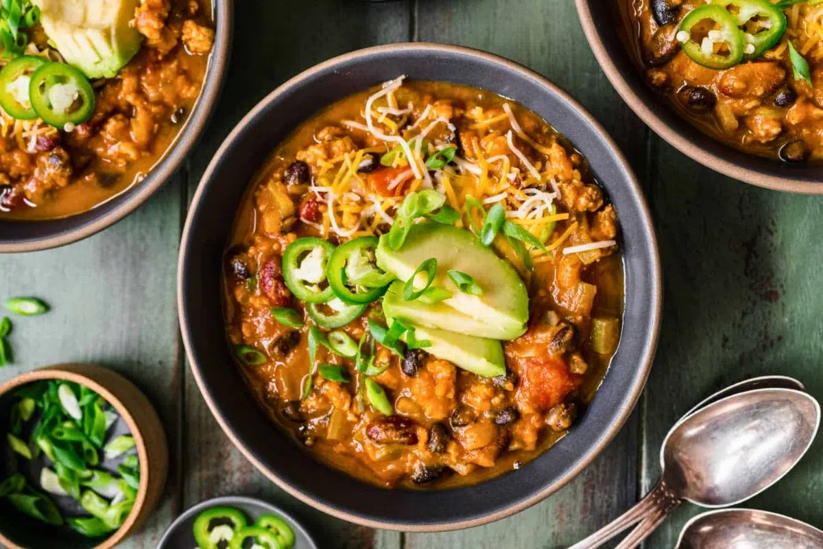 Turkey Pumpkin Chili in a bowl.
