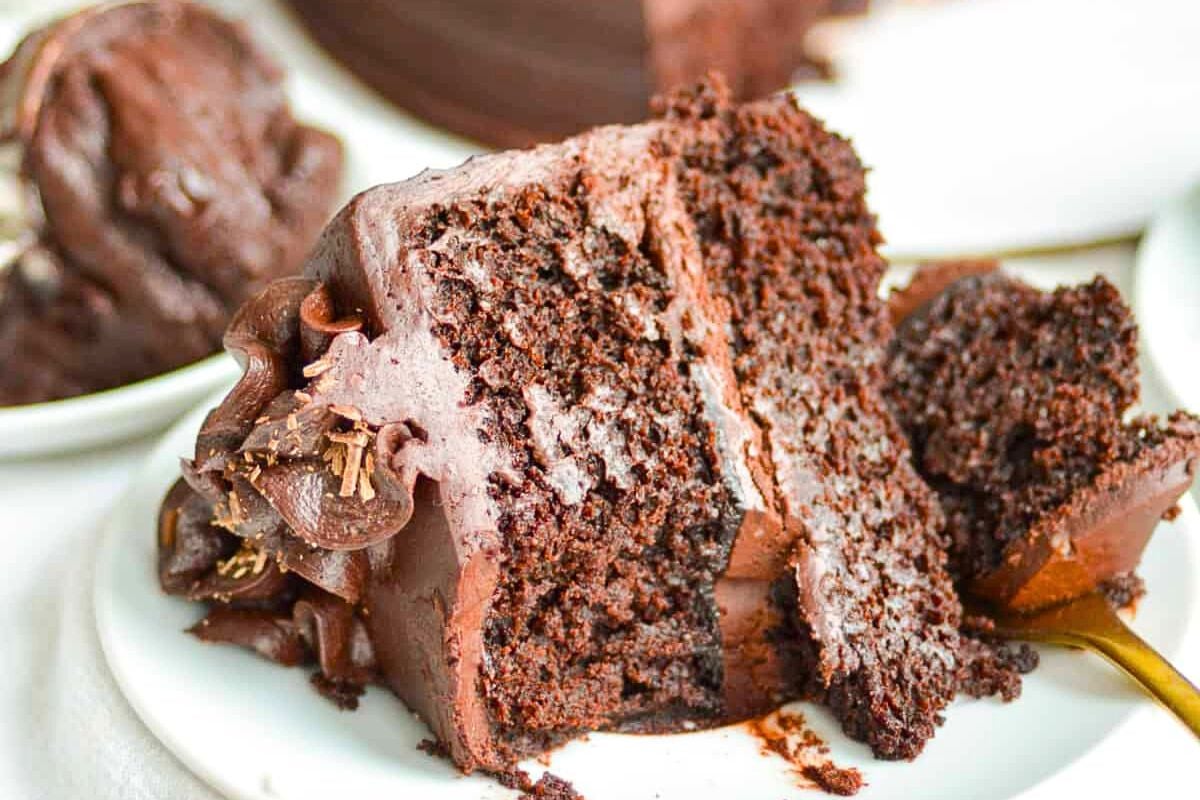 Vegan Gluten Free Chocolate Cake close up look.