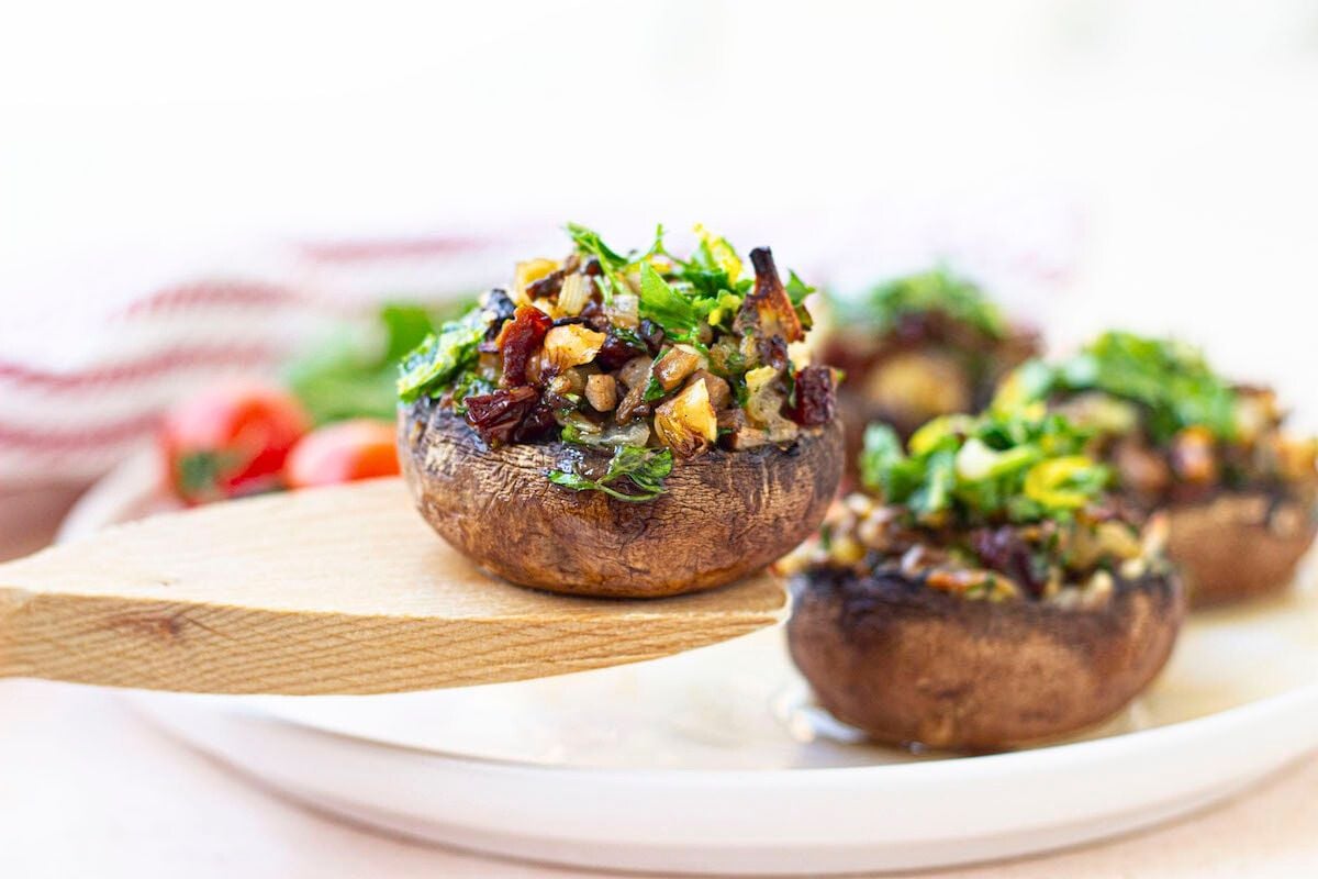 Stuffed Mushrooms close up look.