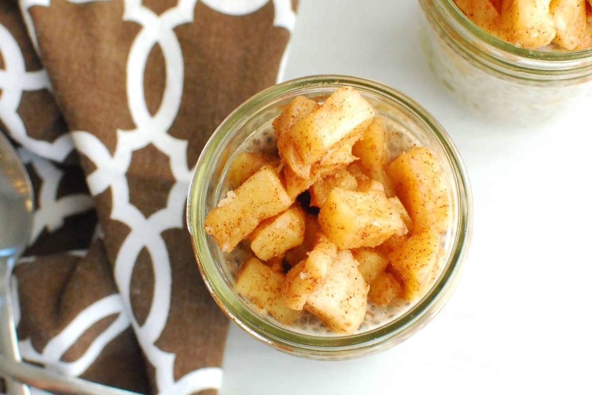 Apple Pie Chia Pudding in jars.