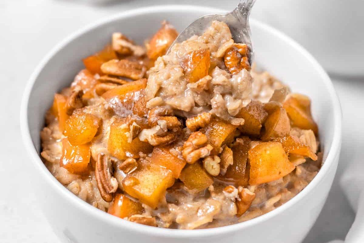 Apple Cinnamon Oatmeal served in a bowl.